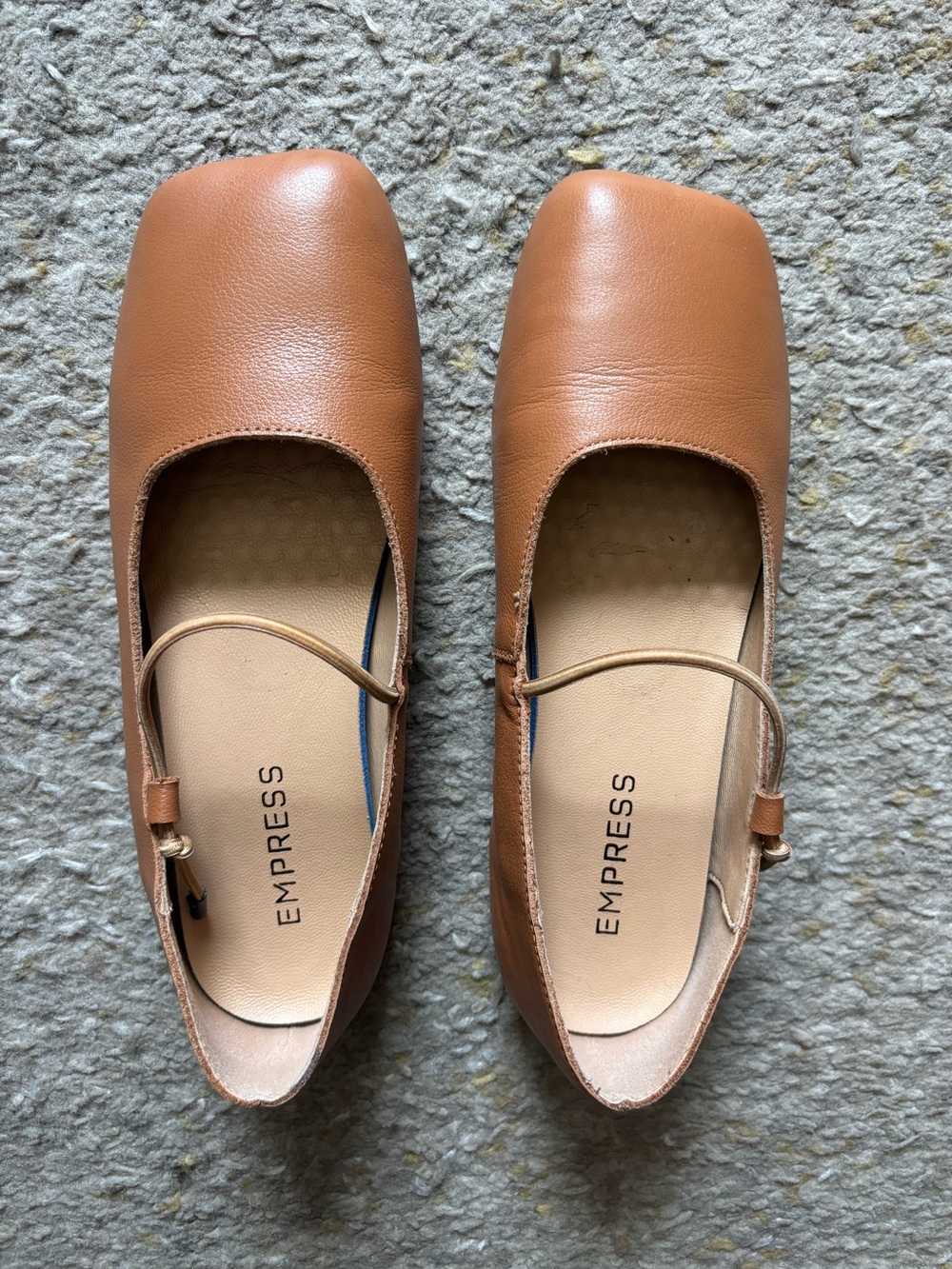 Empress Tan Leather Mary Jane Flats Size 39
